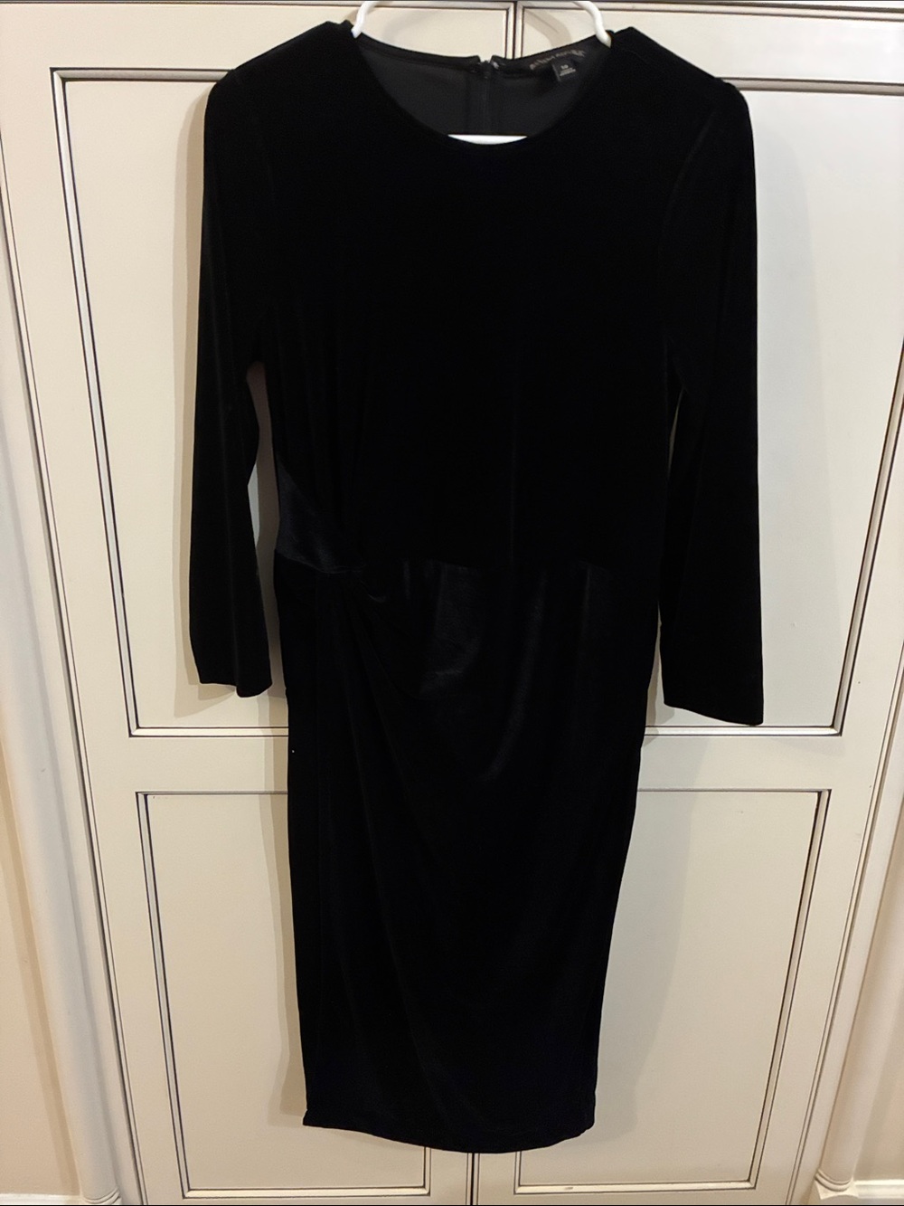 Banana Republic Black Velvet Long-Sleeve Sheath Dress
